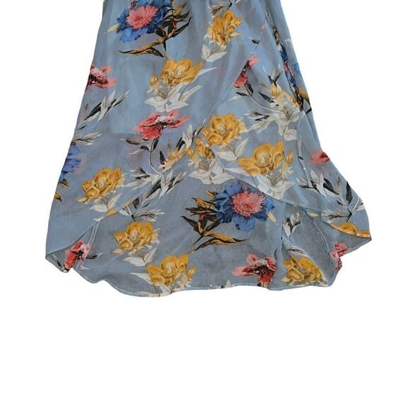 LUCKY BRAND Blue Floral Print Hi-Low Faux Wrap Dress Size XS - Picture 6 of 11